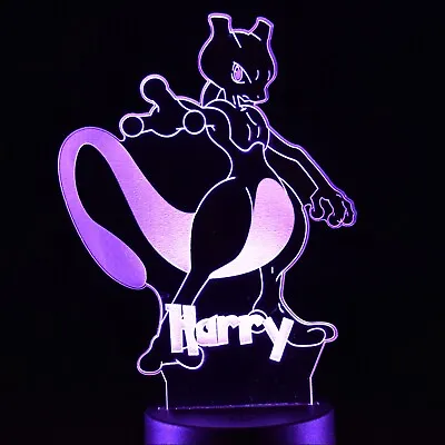 Pokemon Night Light Mewtwo | Personalised LED Pokemon Light | Pokemon Gift | Mew • £11.95