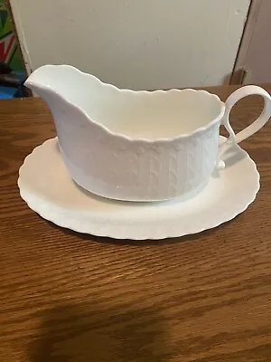 Mikasa A7050 White Silk Bone China One Gravy Boat & Underplate • $79