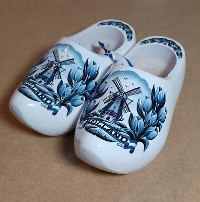 $10 • Buy Blue And White Dutch/Holland Wooden Clogs/Shoes, Ornamental, NEW Unwanted Gift