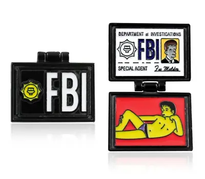 Simpsons X Files FBI Enamel Metal Brooch Badge Lapel Pin Horror Fox Mulder TV • $9.95