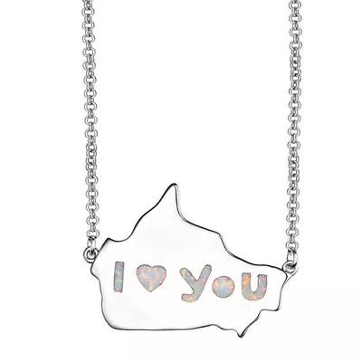 Fashion Simulated Opal Silver I Love You Charm Pendant Necklace Wedding Jewelry  • $0.08