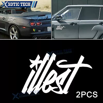 2pcs Durable Easy Peel Euro Racing Style Fatlace ILLEST Symbol Stickers Decor • $13.03