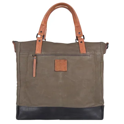 Presly & Sun Mens Leather Canvas Messenger Shoulder Bag Laptop Tote Cross Body • $139