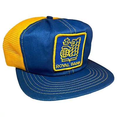 Vintage Royal Bank Snapback Patch Trucker Hat - Blue & Yellow - Made In Canada • $24.95