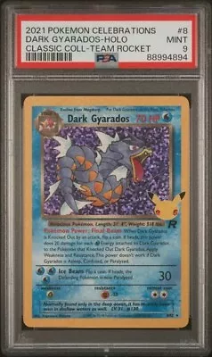 PSA 9 Mint Dark Gyarados Holo Celebrations Classic Collection 8/82 Pokemon Card • $18.99