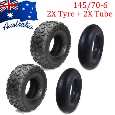 2X 4PLY 145/70 - 6 6  Inch Tyres Tire + Tube 90cc 110cc Quad Dirt Bike ATV Buggy • $94.98