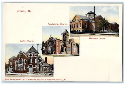 C1905 Baptist Presbyterian Methodist Church Mexico Missouri Multiview Postcard • $9.95