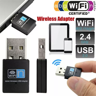 Mini USB Wifi Adapter 300Mbps Wireless Internet Dongle For PC Laptop Notebook • $7.27