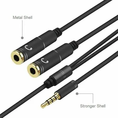 £3.25 • Buy Audio Splitter GOLD 3.5mm JACK Male To 2 Dual Female Y-Cable Lead Black Stereo 
