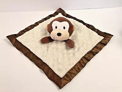 Garanimals Brown Cream Monkey Lovey Security Blanket Minky Satin Trim Orange Ear • $14.94