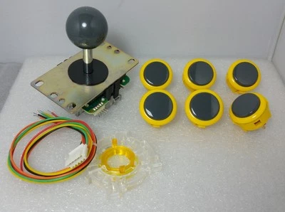 $38.60 • Buy Japan Sanwa Mix Buttons Yellow Grey X 6 & Grey Joystick GT-Y Wire Arcade Parts