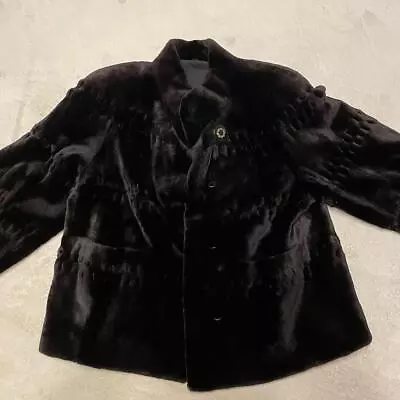 SAGA MINK Superb Quality Fur Coat Black SizeL From Japan • $178.67
