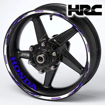 HONDA Motorcycle Wheel Decal Rim Stickers HRC For Fireblade CB R F Stripes Blue • £15.49