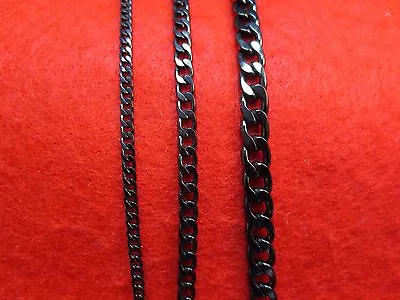 $5.06 • Buy 16 -50  3/5/7mm  Stainless Steel Black Plated Cuban Curb Link Chain Necklace-blk