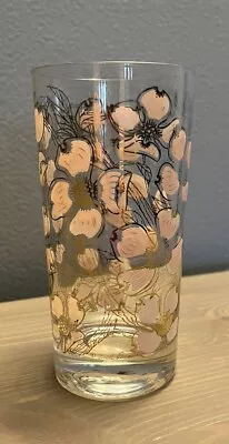 Vintage Fred Press Pink And Gold Dogwood Drinking Glass Hi-Ball • $11.99