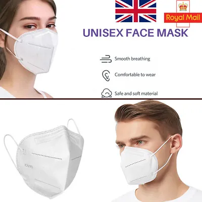 FFP2 Mask Face Covering PPE 2-12 X Pack Virus Protection Integrated Nose Clip • £4.99