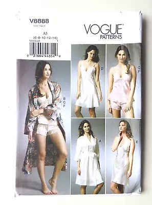 Vogue V8888 Sewing Pattern  Robe Camisole Slip Pants Sz 6  8 10 12 14  UNCUT NEW • £14.99