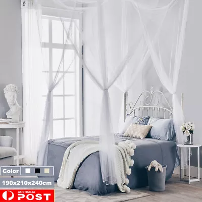 4 Corner Post Bed Canopy Mosquito Net Bedding Full Queen King Size Bedroom AU • $31.25