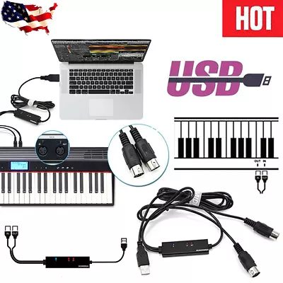 Keyboard MIDI 5-Pin To PC USB Music Recording Adapter Converter Interface Cable • $16.66