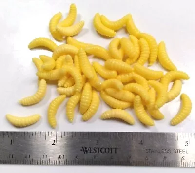 50ct - Yellow .75  Micro Grubs Meal Wax Worms Crappie Walleye Trout Ice Fishing • $6.99