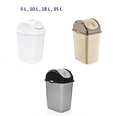 Plastic Swing Top Bin Waste 5l 10l 18l 25l 35l Rubbish Dustbin Home Office • £6.50