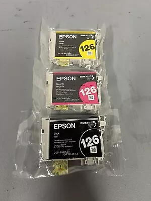 Genuine Epson 126 Black Yellow And Magenta 3 Pack Ink Cartridges New • $19.99