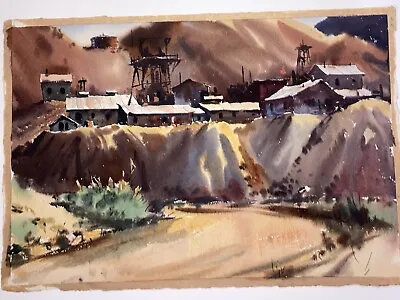 Original 2Sided Vintage Watercolors By R.G. Smith~1950s Calif.Desert/Mining Town • $1000