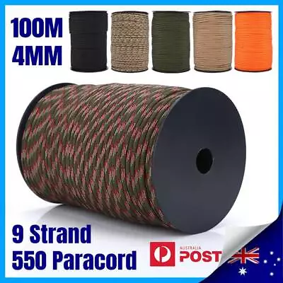 100m*4mm 550 Paracord Parachute Cord Lanyard Mil Spec Type III 9Strand Core Rope • $18.89