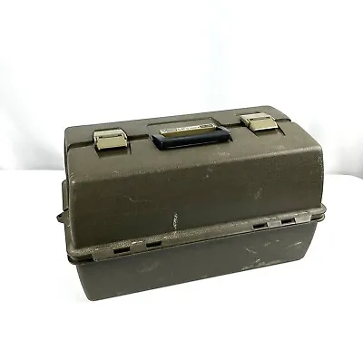 Vintage Vlchek Green Plastic Tackle Box With Lures And Fishing Equipment • $99.99