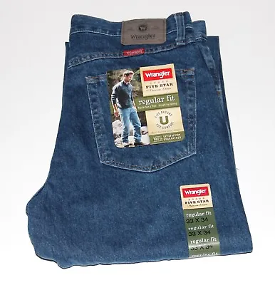 New Wrangler Five Star Regular Fit Jeans Men’s Sizes Five Colors 100% Cotton  • $29.99