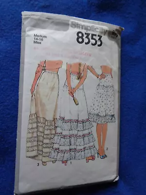 Vintage Simplicity Sewing Patt - Lady's Petticoat 3 Versions 1978 14-16 • £4.50
