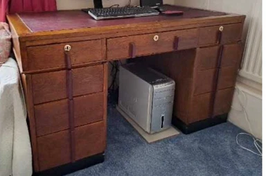 £189 • Buy 1960s / 1970s Vintage Teachers Desk. Solid Oak. Retro