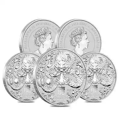 Lot Of 5 - 2024 1/2 Oz Silver Lunar Dragon BU Australian Perth Mint • $108.58