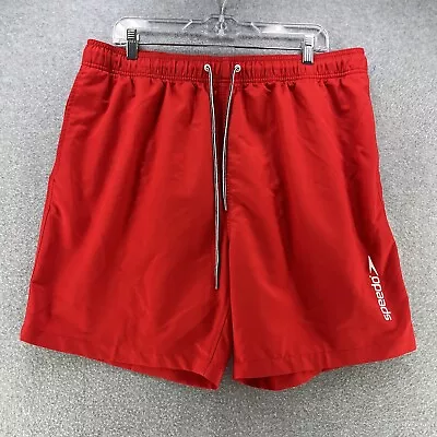 Speedo Mens Swim Shorts 2XL XXL 36W Red Drawstring Polyester Inseam 7.5in Logo • $19.95