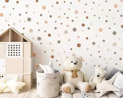 Pack Of 160 Polka Dots Nursery Wall Stickers Beige Cream Baby Room Wall • £19.99