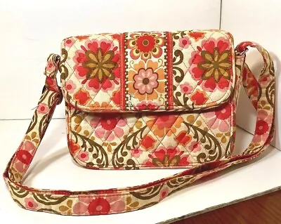 Vera Bradley Folkloric Rachel Pink And Orange Flowers Crossbody Bag Purse • $13.95