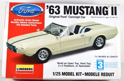 Lindberg 1963 FORD MUSTANG II Concept Car 1/25 Model Kit #72169 -UNBUILT • $17.99