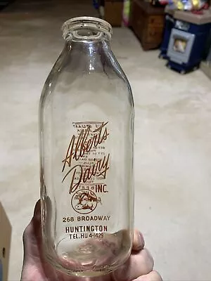 Vintage TSPQ ALBERTS 268 BROADWAY HUNTINGTON NY Advertising Milk Dairy Bottle. • $3