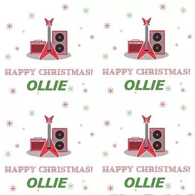 Guitar Personalised Christmas Wrapping Paper Gift Wrap Music Son Daughter • £4.49