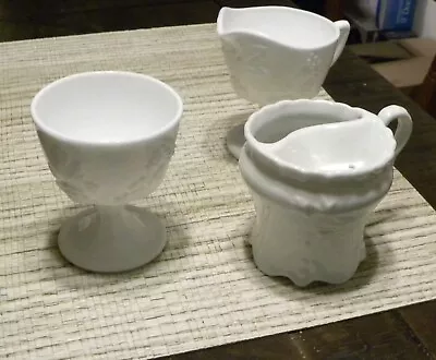 Indiana Milk Glass Colony Harvest Grape Pattern Creamer And Sugar Bowl Set  VTG • $15