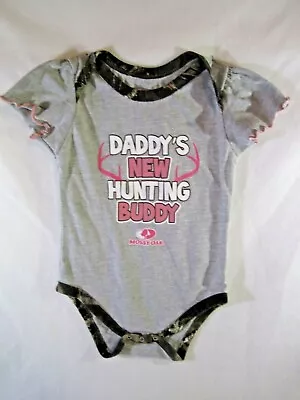 BABY GIRL 18M One-Piece MOSSY OAK Grey/Camo Romper  Daddy's New Hunting Buddy   • $1.95