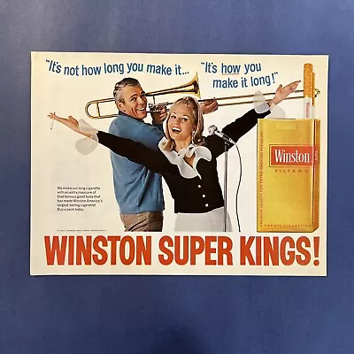 1968 WINSTON CIGARETTES Super Kings Trombone Microphone Long Vintage Print Ad • $7.51
