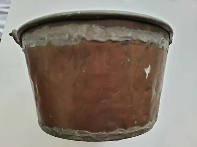 Vintage Antique Copper Bucket With Solder Hand Made 12 Inches Top Diameter • $29.95