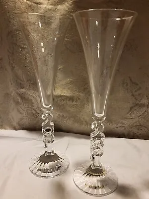 Vtg French Cristal D'Arques Champagne Flutes Millenium 2001  24% Lead Crystal • $21.90