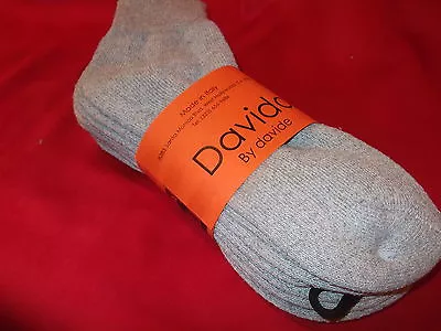 Davido Mens Socks Ankle/quarter Made In Italy 100% Cotton 4 Pair Gray 10-13 • $11.50