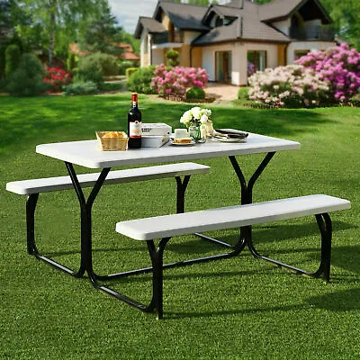 £119.99 • Buy Outdoor Picnic Table And Bench Set Heavy-Duty Garden Furniture Gathering/Party
