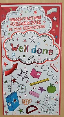 Graduation Card For Grandson.Embossed With An Attachment And A 2 Page Coloured I • £2.99