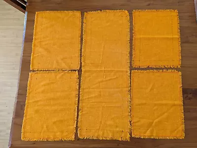 Retro Set Of 4 Orange Fabric Placemats & 1 Table Runner Home Made Craft • $15