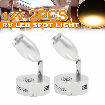 2PCS LED Interior Spot Reading Lights Switch Camper Caravan Van Boat USB Port • $35.99