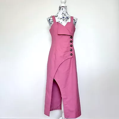 C/MEO Collective Definitive Dress Blush Pink Button Midi Split Front Size M • $35